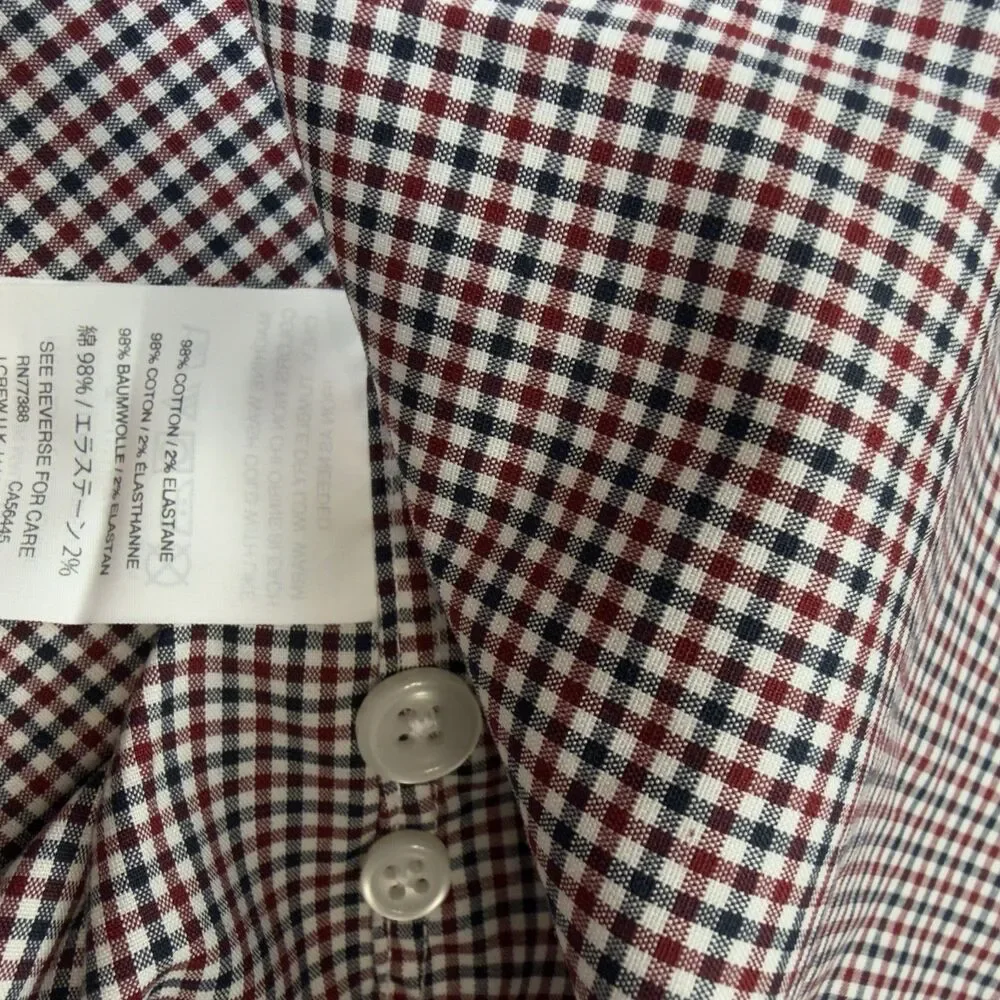 J.Crew Ludlow Dress Shirt Men's 15-33 Slim Fit Red,White,Blue Gingham